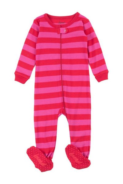 Leveret Leveret Red and Pink Stripes Footed Sleeper Pajama