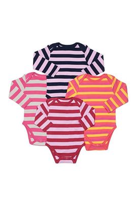 Leveret Leveret Striped Long Sleeve Bodysuit - Pack of 4