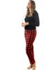Leveret Leveret Women's Cotton Top & Fleece Pants Printed Matching Family Holiday Pajama Set - 1