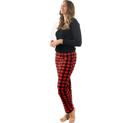 Leveret Leveret Women's Cotton Top & Fleece Pants Printed Matching Family Holiday Pajama Set
