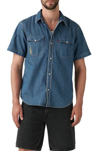 levi's levi's Embroidered Short Sleeve Snap Up Western Shirt