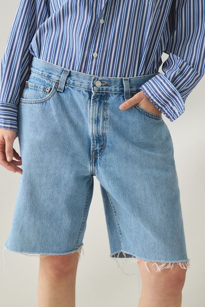 Levi's,Vintage & ReMADE by UO Levi's,Vintage & ReMADE by UO ReMADE By UO Levi's Longline Denim Jort in Indigo, Women's at Urban Outfitters