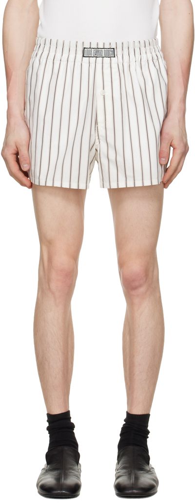 LGN Louis Gabriel Nouchi LGN Louis Gabriel Nouchi Off-White Striped Cotton Shorts