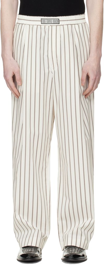 LGN Louis Gabriel Nouchi LGN Louis Gabriel Nouchi White Wide-Leg Striped Jogging Trousers