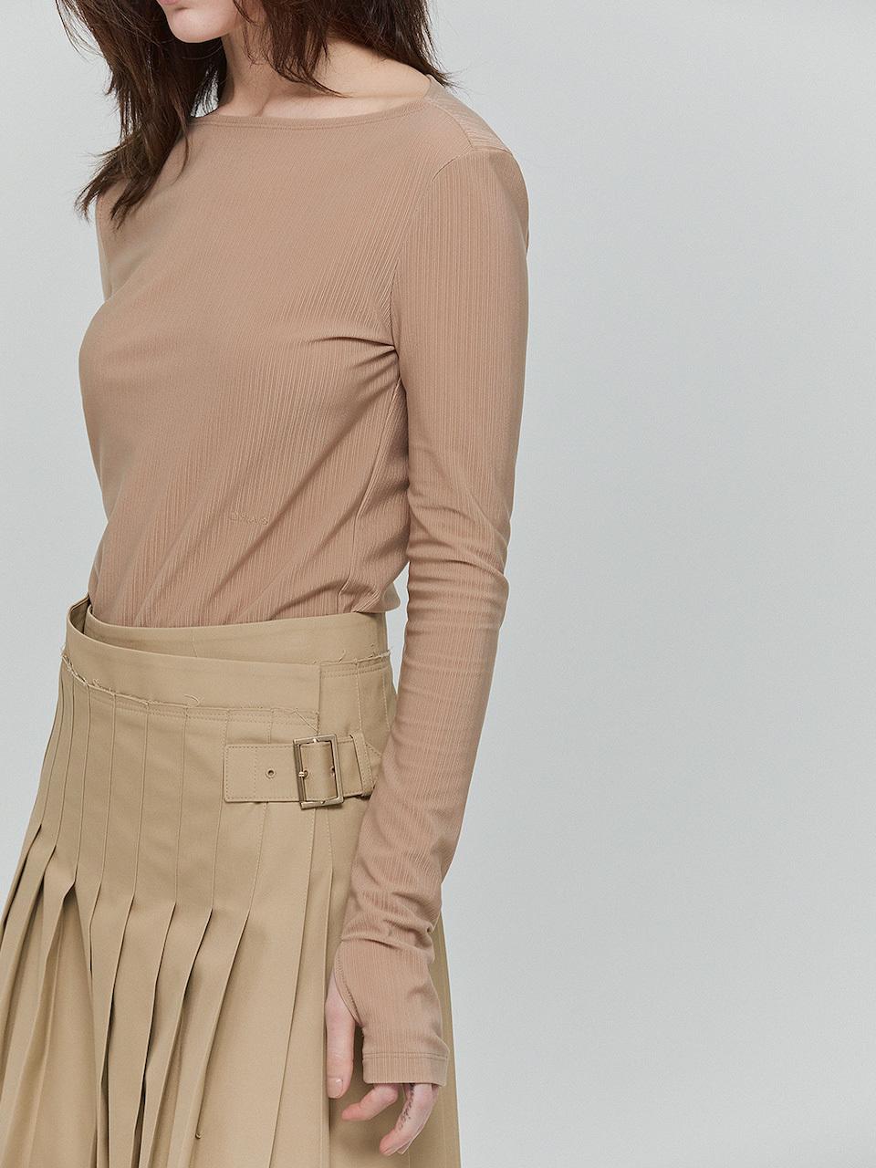 L’H.A.S Back Hole Powdery Rib Jersey T-shirt_Beige
