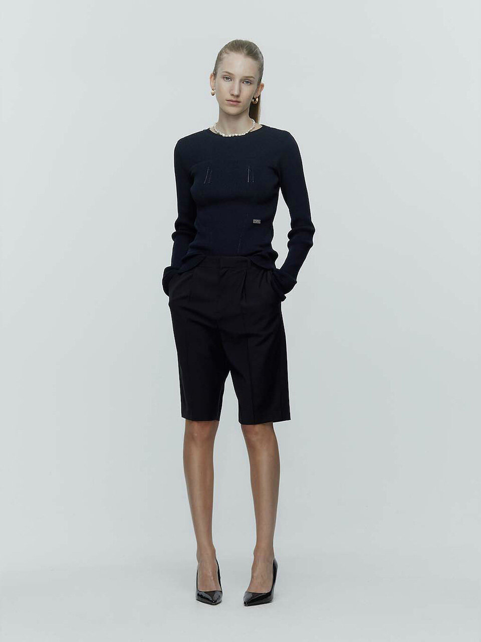 L’H.A.S Back Hole Ribbed Pullover_Navy