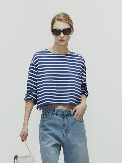 L’H.A.S Border Stripe Long Sleeve T-shirt _Blue