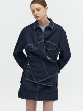 L’H.A.S BUTTON POINT DENIM SHIRTS_NAVY