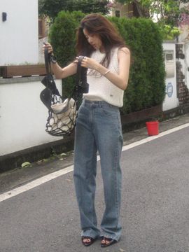 L’H.A.S Genderless Mid Rise Klassic Striaght Jeans_Blue