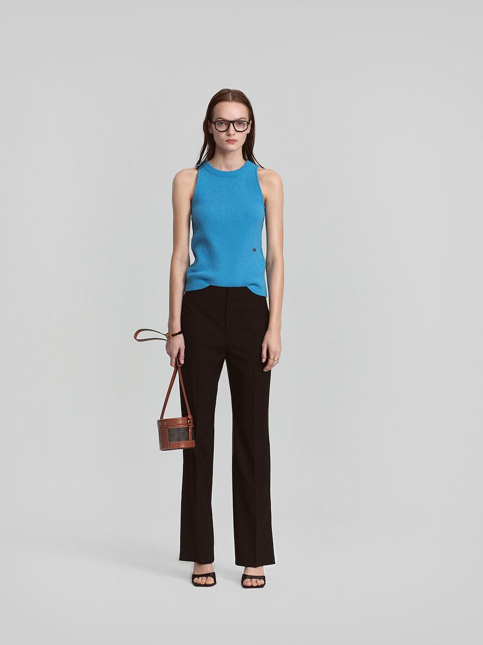 L’H.A.S Genderless Mid Rise Slim Flare Leg Pants_Black