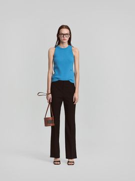 L’H.A.S Genderless Mid Rise Slim Flare Leg Pants_Black