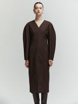 L’H.A.S Graceful Sleeve Midi Dress (Dark Brown)