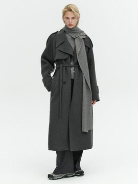 L’H.A.S HANDMADE WOOL TRENCH COAT_CHARCOAL GRAY