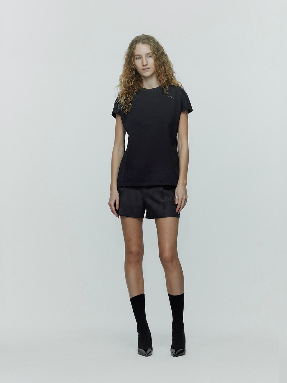 L’H.A.S High Waisted Matelasse Shorts_Black