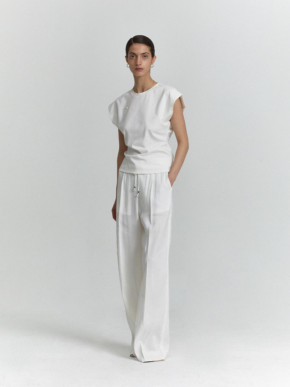 L’H.A.S Linen Pull On Pants_White