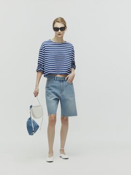 L’H.A.S Mid-Rise Relaxed Denim Shorts_Blue