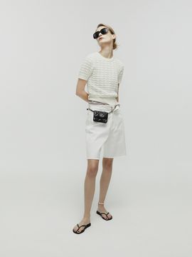 L’H.A.S Mid-Rise Relaxed Denim Shorts_White