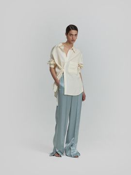 L’H.A.S Mid Rise Satin Straight Leg Pants_Light Blue