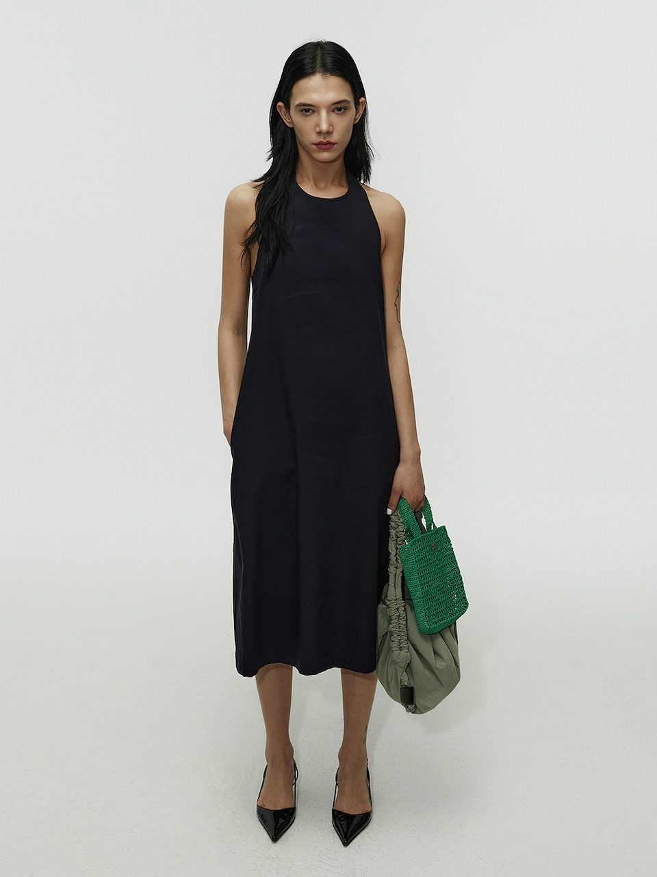 L’H.A.S Midi Apron Relaxed Dress_Dark Navy