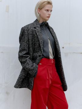 L’H.A.S OVERSIZED HERRINGBORN WOOL JACKET_BLACK
