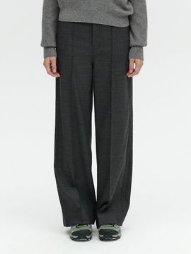 L’H.A.S PINTUCK WOOL PANTS_CHARCOAL GRAY