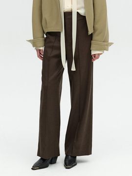 L’H.A.S PINTUCK WOOL PANTS_DARK BROWN