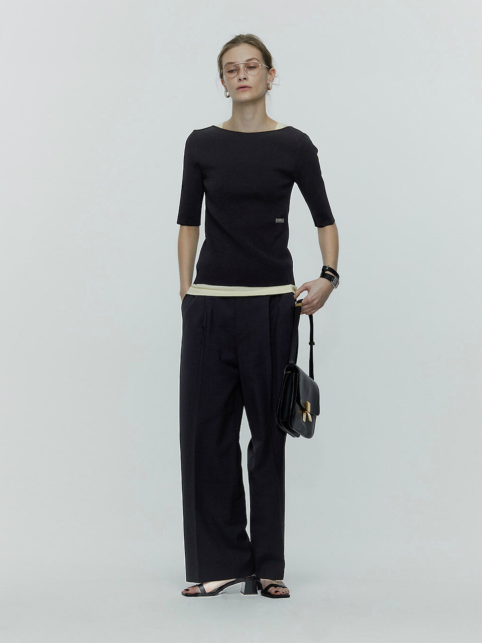 L’H.A.S Relax Rise Back Tap Pants_Black