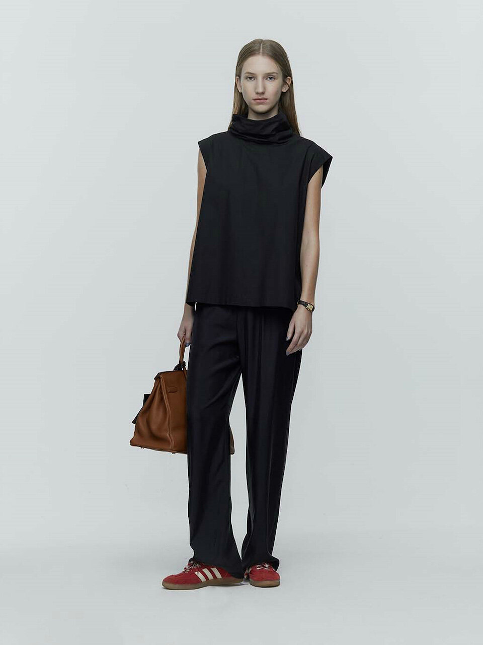 L’H.A.S Roll-neck Cotton Top _Black