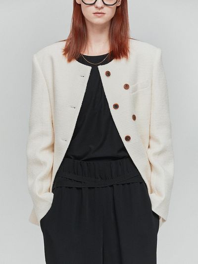 L’H.A.S Round Neck Wool Tweed Jacket