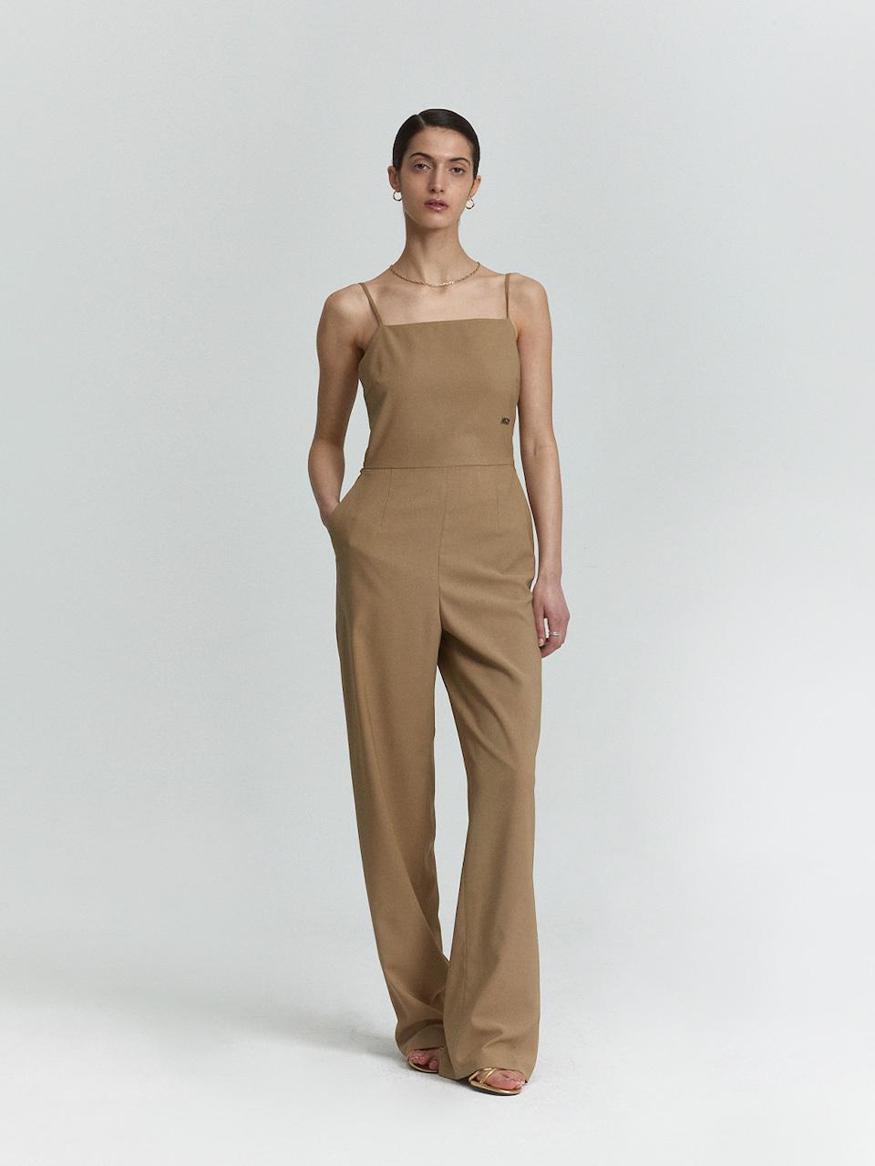 L’H.A.S Solid Open Back Jumpsuit_Beige