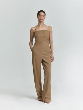 L’H.A.S Solid Open Back Jumpsuit_Beige