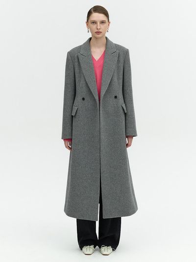 L’H.A.S TAILORING WOOL DOUBLE COAT_MELANGE GRAY