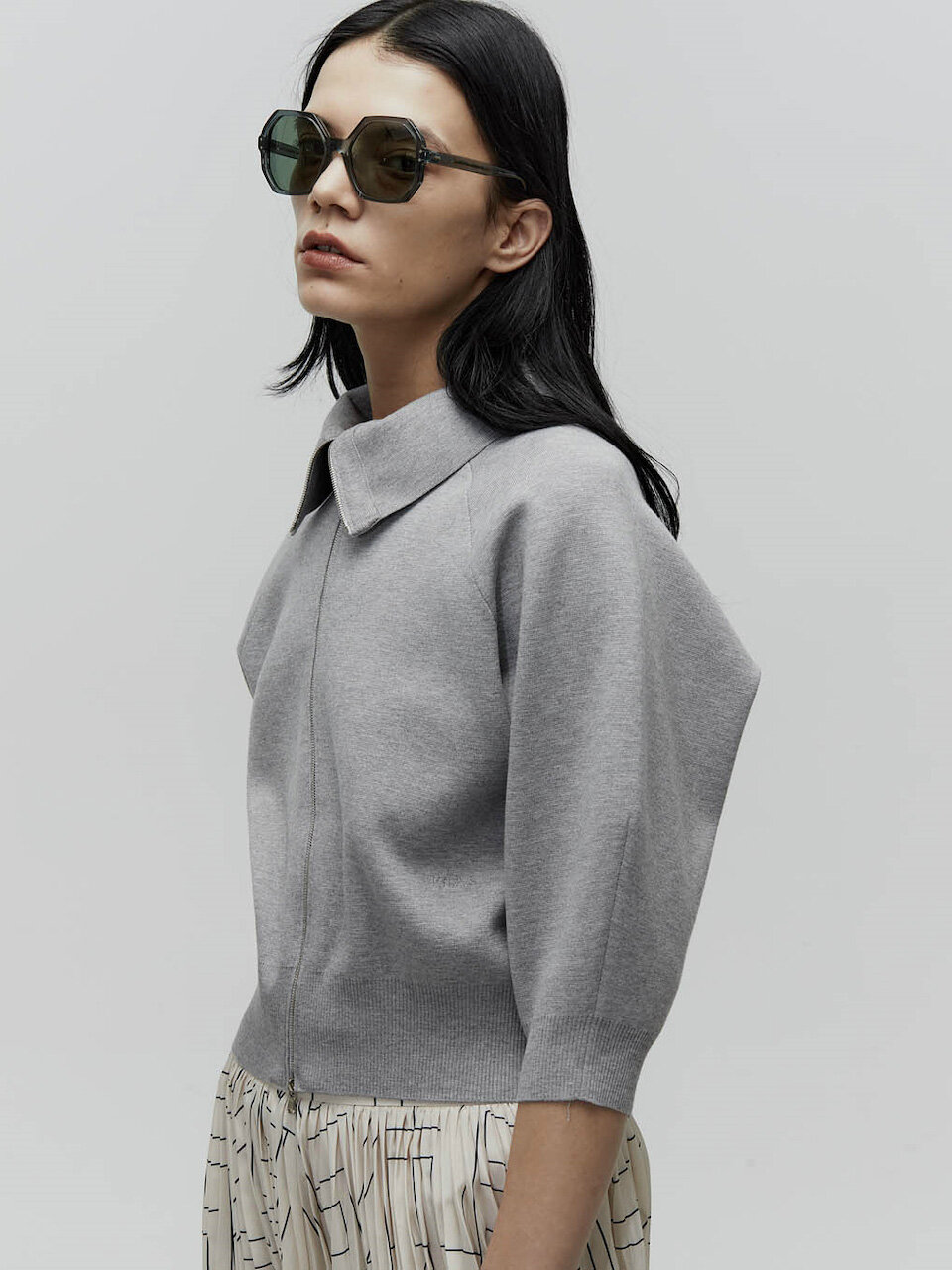 L’H.A.S Voluminous Sleeve Knit Cardigan _Gray