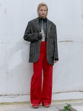 L’H.A.S WIDE LEG CORDUROY TUCK PANTS_RED