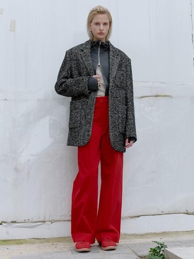 L’H.A.S WIDE LEG CORDUROY TUCK PANTS_RED