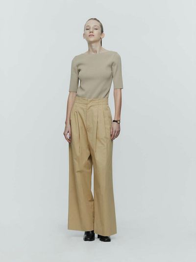 L’H.A.S Wide Leg Two-tuck Pants _Beige