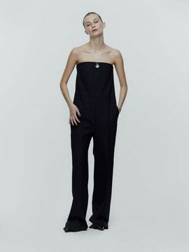 L’H.A.S Wool Stripe Bustier Jumpsuit_Navy Stripe