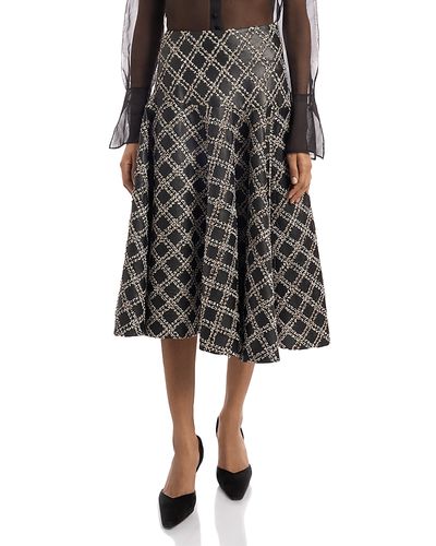 Liberowe Liberowe Embroidered Leather Midi Skirt