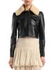 Liberowe Liberowe Raja Cropped Leather Shearling Collar Jacket - 1