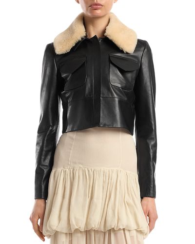 Liberowe Liberowe Raja Cropped Leather Shearling Collar Jacket