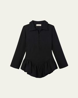 Liberowe Long-Sleeve Peplum Mini Polo Dress