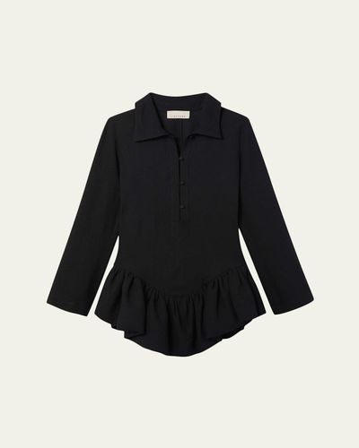 Liberowe Long-Sleeve Peplum Mini Polo Dress