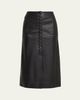 Liberowe Maha Button-Front Leather Midi Skirt - 1