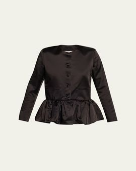 Liberowe Single-Breasted Satin Peplum Jacket