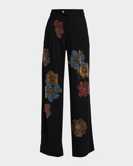 Libertine Fleur D & apos;Or Embellished Baggy Wide-Leg Trousers