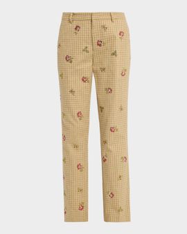 Libertine Florecita Embellished Straight-Leg Wool Chino Pants