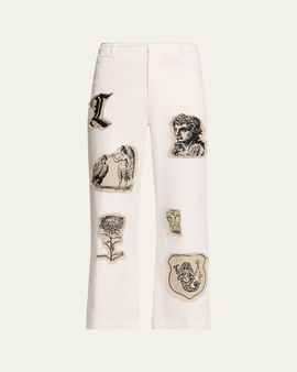 Libertine Graphic Patches Kickflare-leg Ankle Jeans