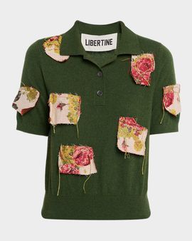 Libertine Lizzy Bennett Patched Cashmere Polo Sweater