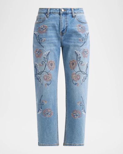 Libertine Montecito Embellished Straight-Leg Boyfriend Crop Jeans