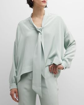 Libertine Neck-Tie Boxy Silk Blouse